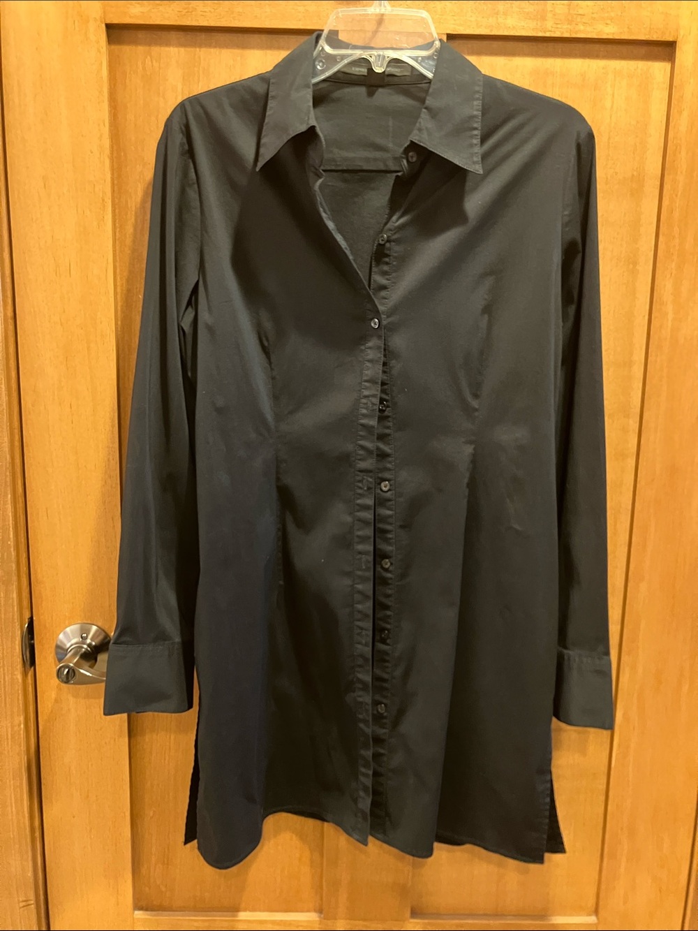 Express Black Long-Sleeve Button-down Tunic Shirt Dress Size Large